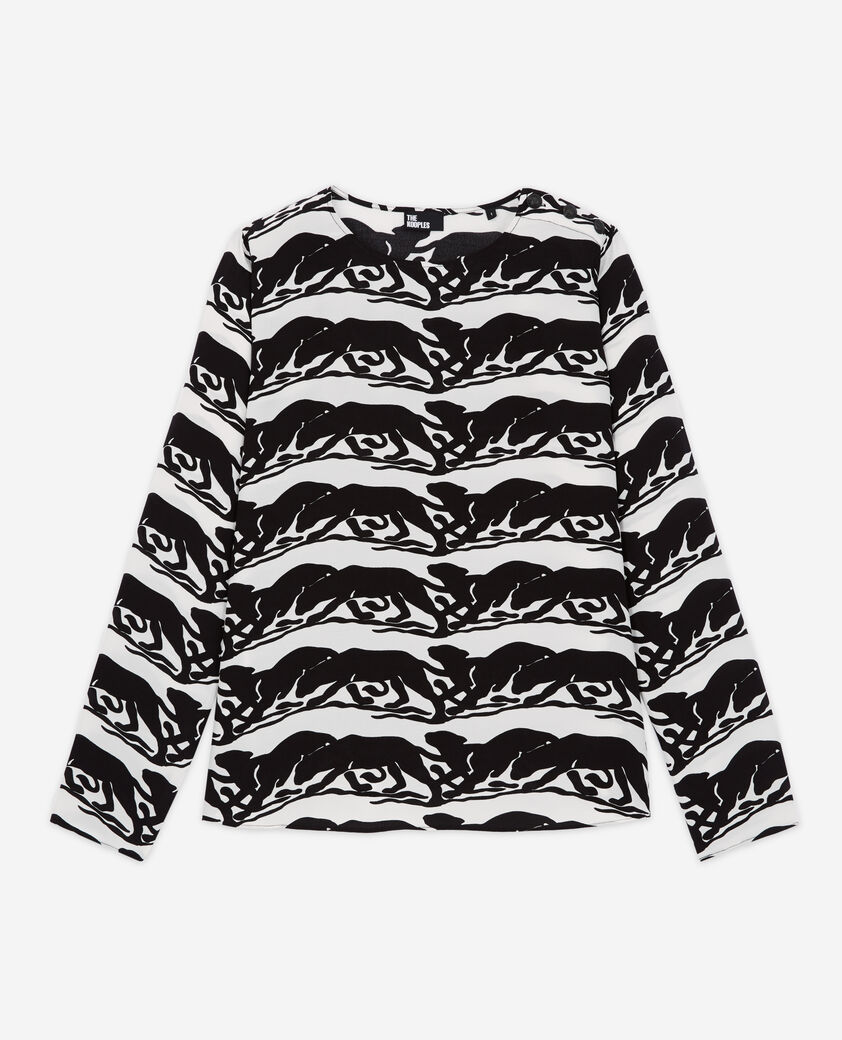 The Kooples F BLACK / WHITE panther printed blouse