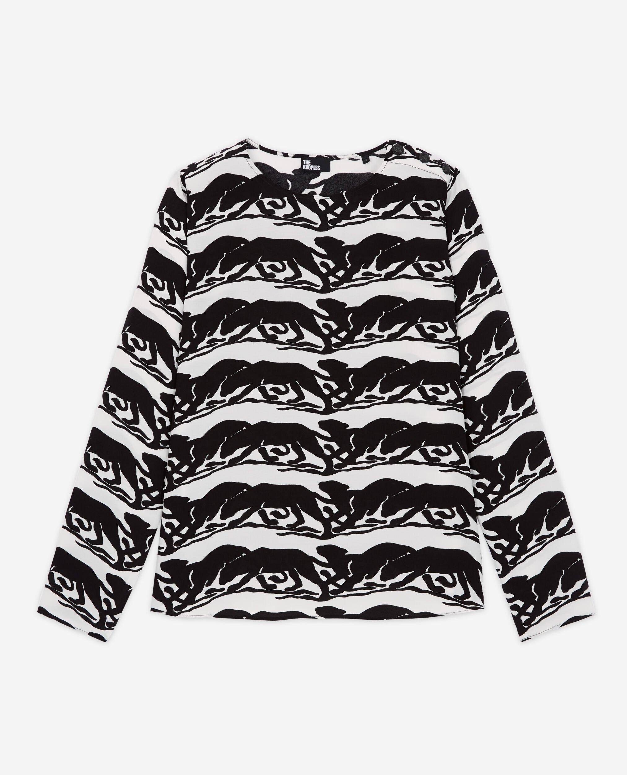 Panther printed blouse, BLACK / WHITE, hi-res image number null