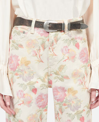 The Kooples FEMME BROWN ceinture fine en cuir marron