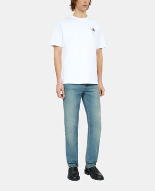 The Kooples H WHITE white t-shirt with palm tree embroidery
