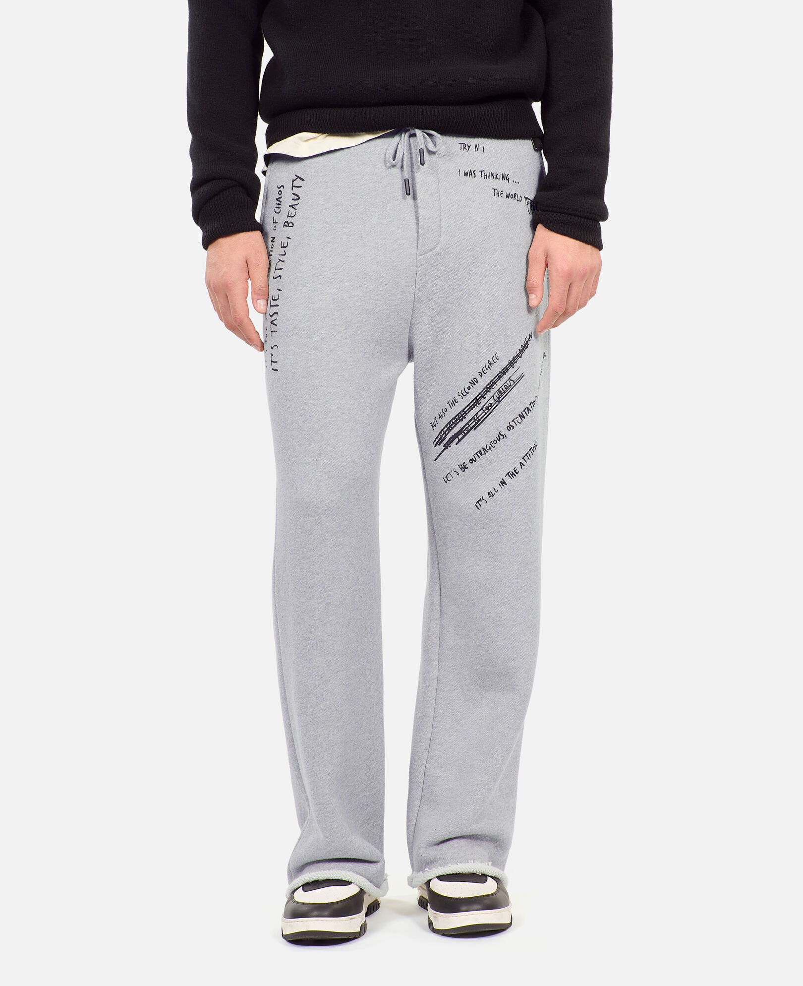 The Kooples HOMME STONE GREY bas de jogging avec sérigraphie gris