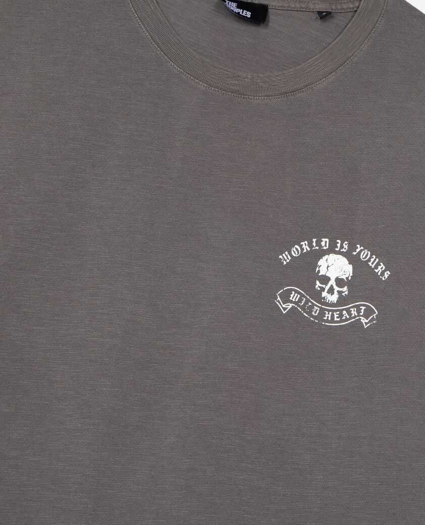 The Kooples HOMME GREY MELANGE t-shirt avec s&eacute;rigraphie skull gris