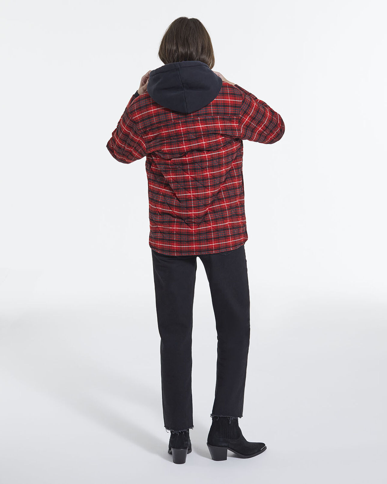The Kooples FEMME RED / BLACK chemise rouge et noire oversize carreaux