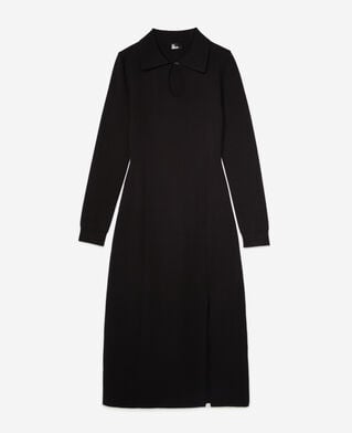 The Kooples DAMEN BLACK langes, schwarzes strickkleid
