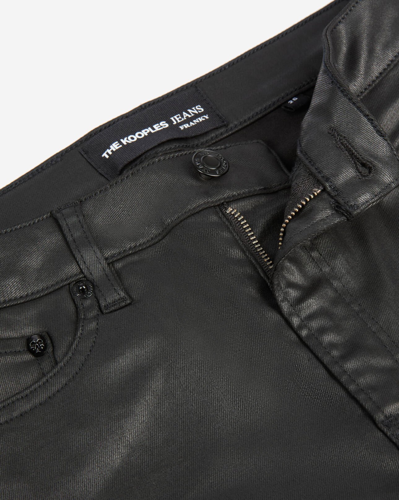 The Kooples FEMME BLACK jean slim effet cuir noir