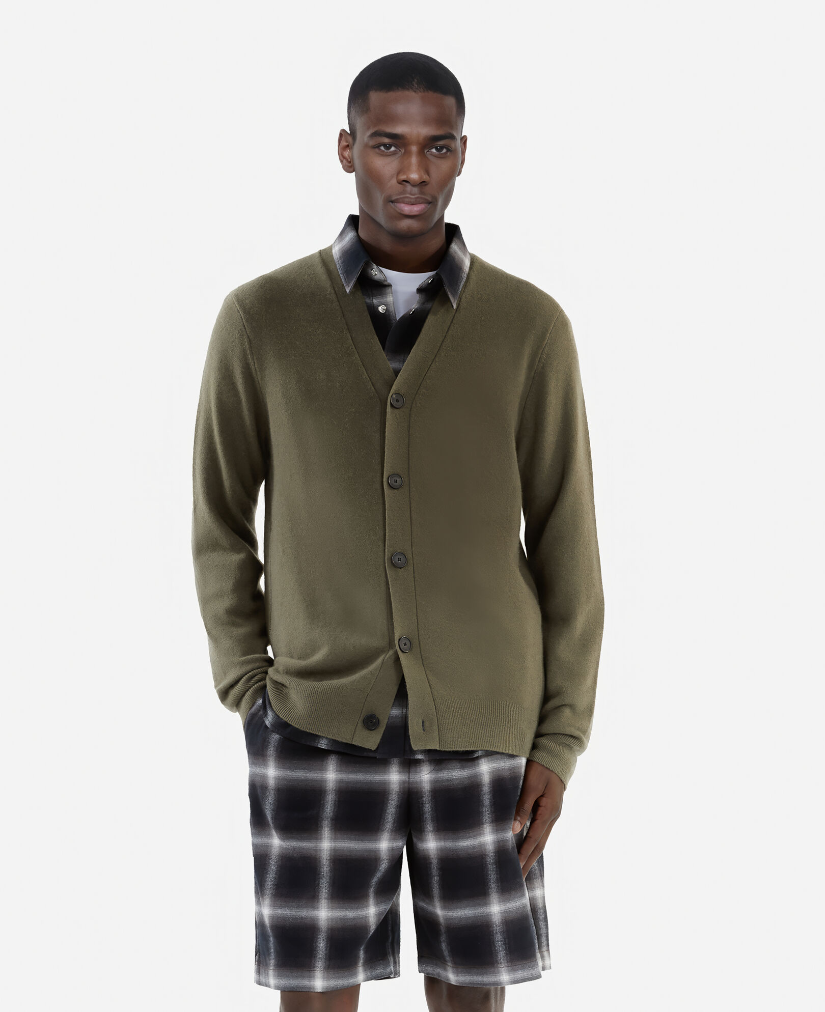 The Kooples HOMME OLIVE KAKI cardigan en cachemire kaki