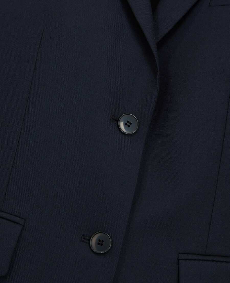 The Kooples FEMME NAVY veste tailleur en laine coupe cintrée bleu marine