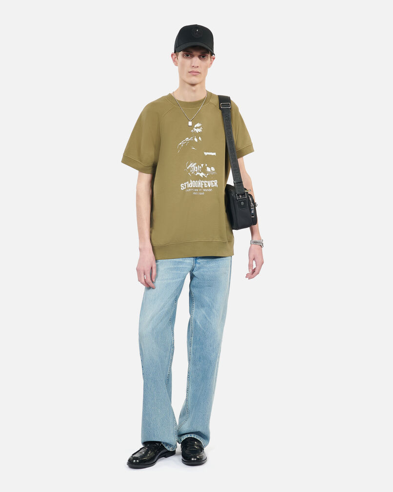 The Kooples MEN OLIVE khaki short-sleeved sweatshirt kooples fever serigraphy