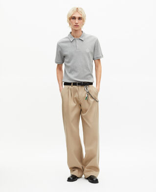 The Kooples H GREY MELANGE honeycomb polo shirt with grey crest