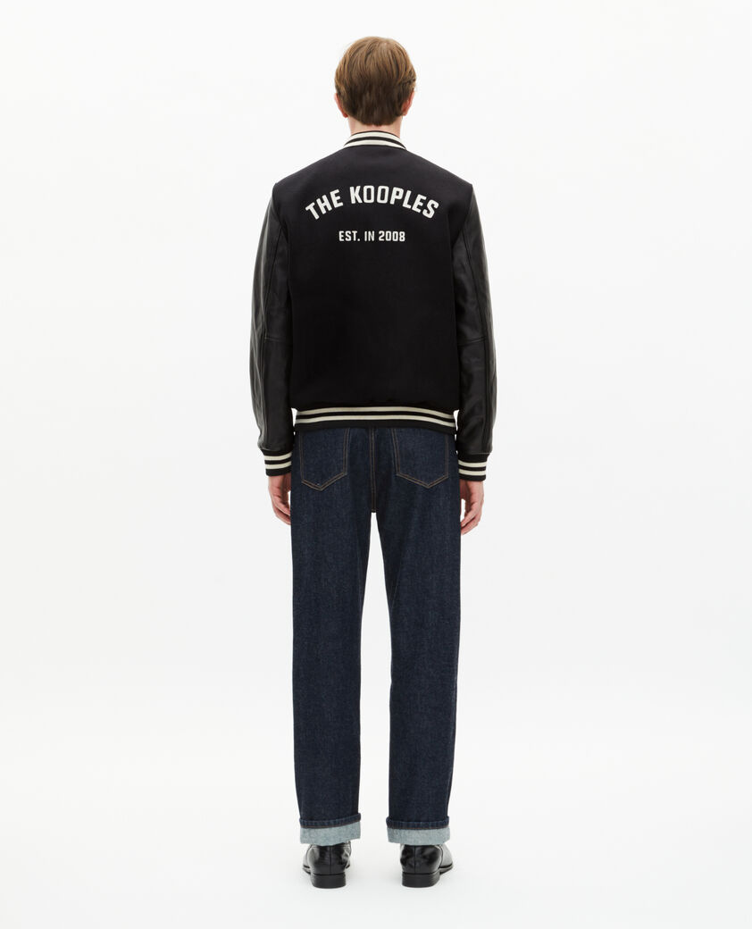 The Kooples HOMME BLACK blouson en laine varsity noir