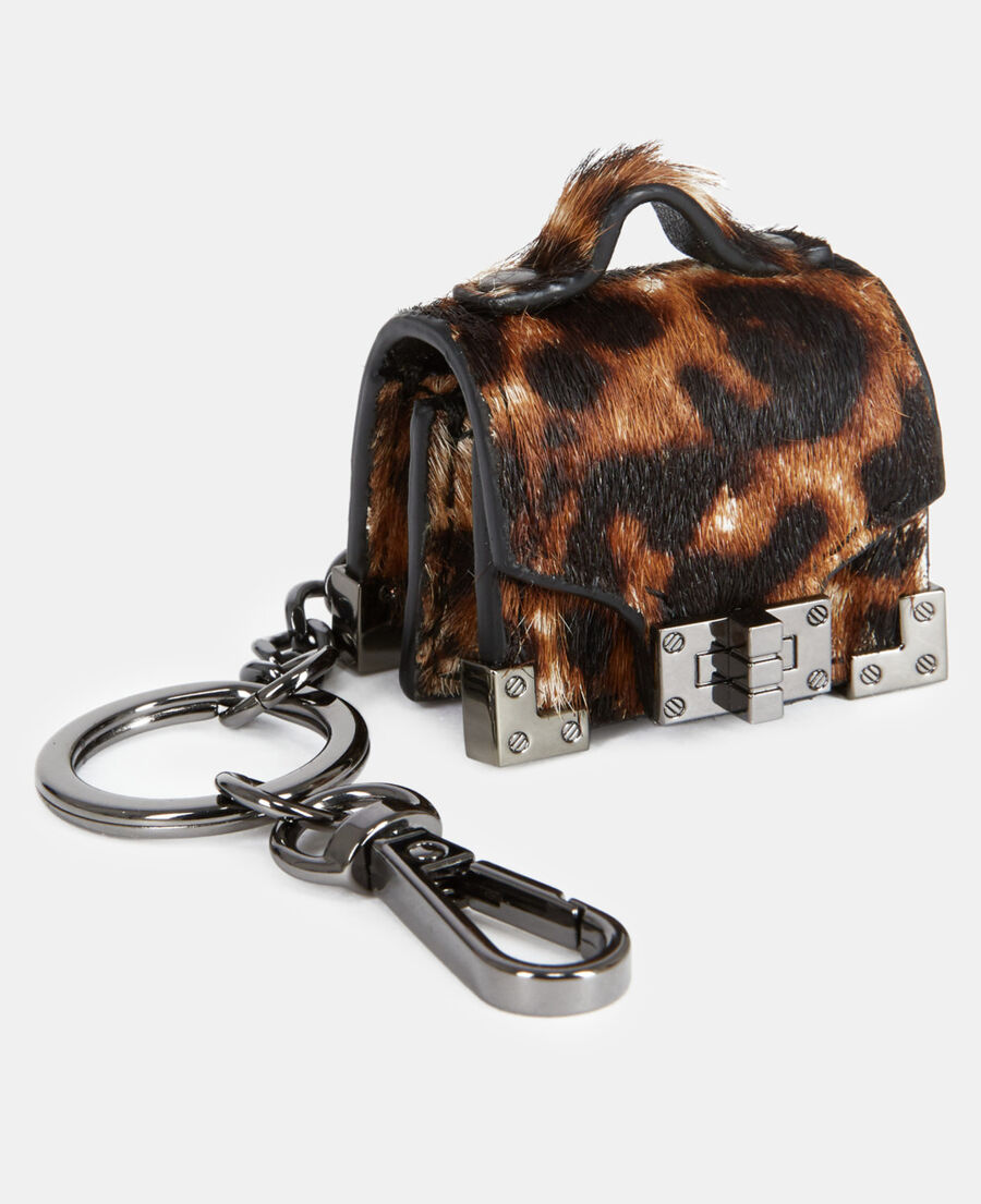 emily leopard print leather keyring