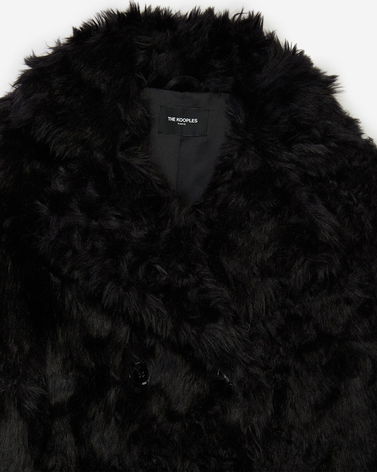 The Kooples MUJER BLACK abrigo fantasía negro de forro efecto piel