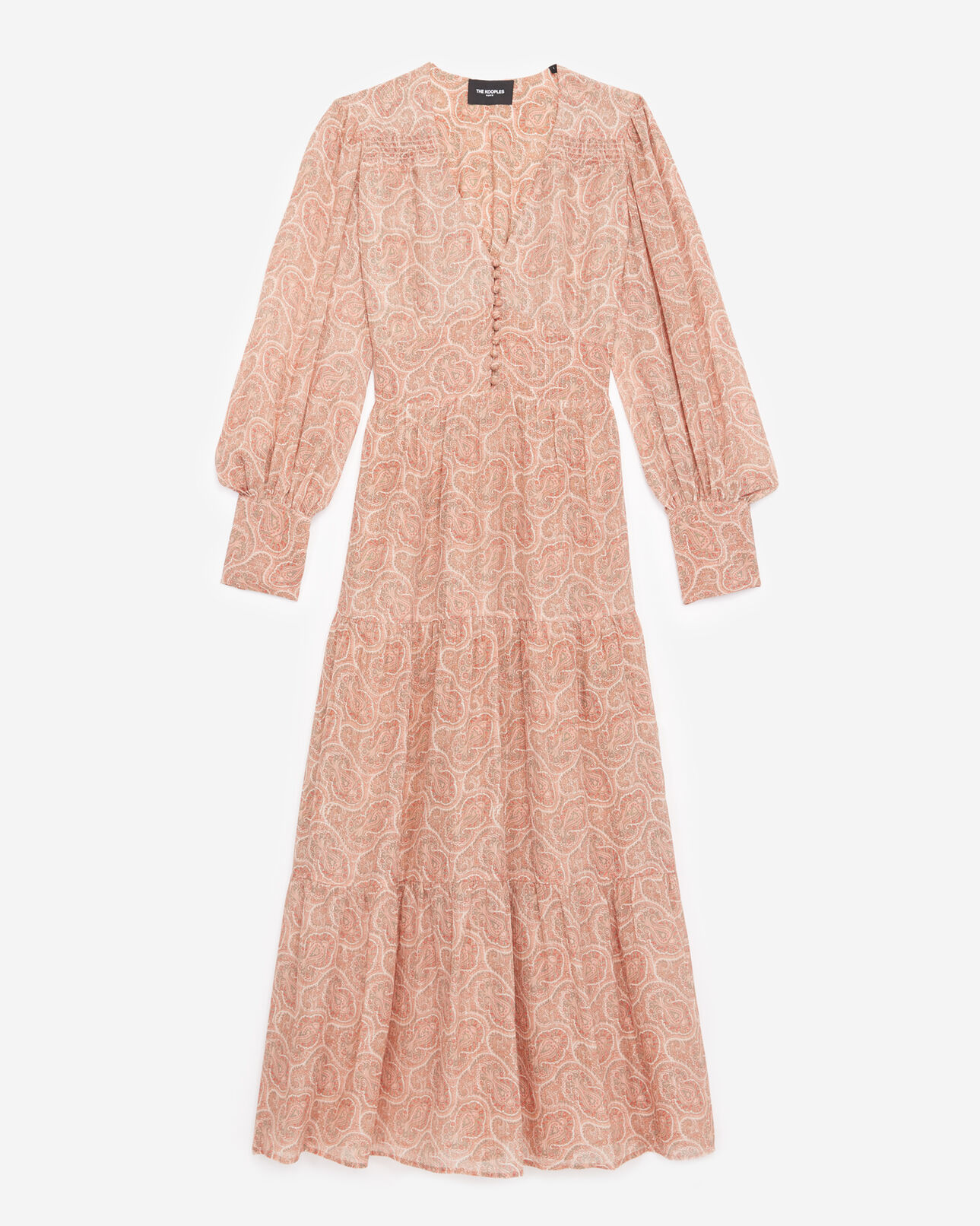 The Kooples WOMEN PINK long printed dress with pink paisley motif