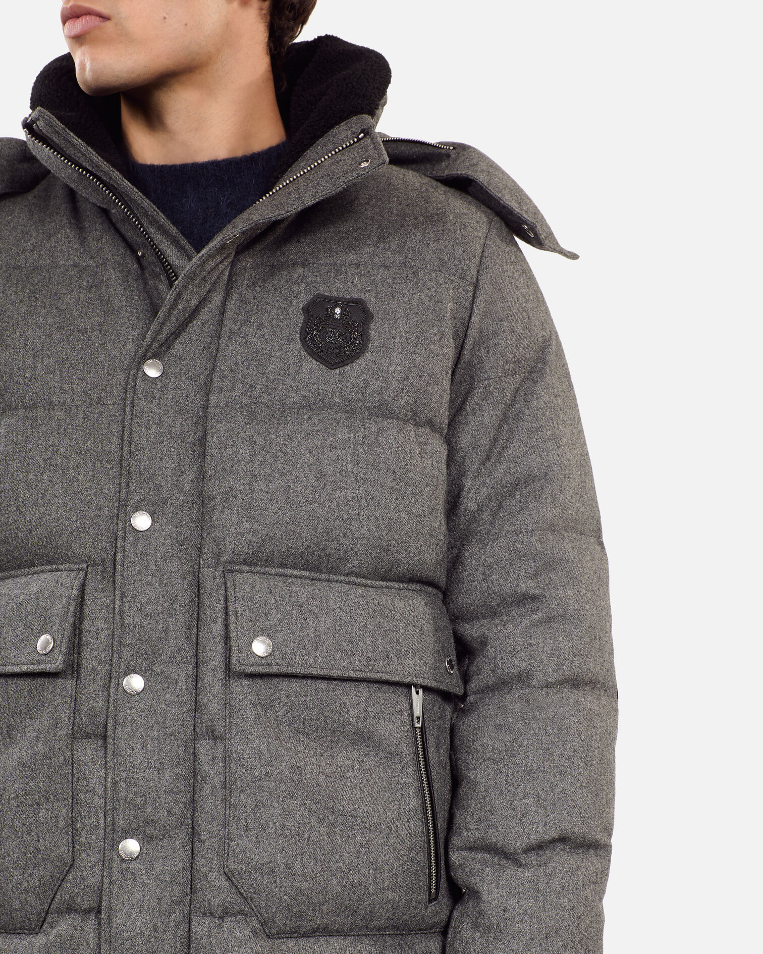 Graue Daunenjacke aus Flanell, GRIS CLAIR, hi-res image number null