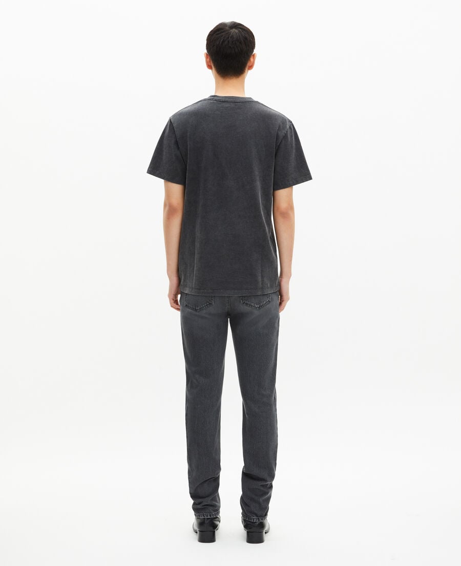 The Kooples HOMME BLACK WASHED t-shirt avec s&eacute;rigraphie panth&egrave;re noir