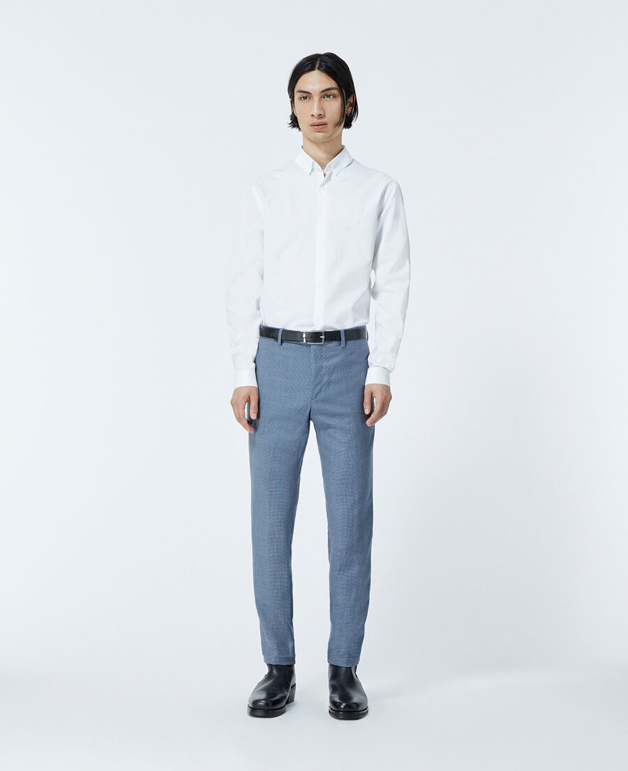 Light blue suit pants with check motif