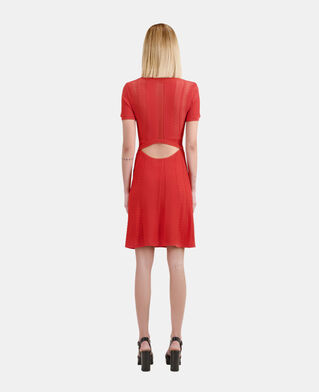 The Kooples WOMEN RED BRIQUE short red openwork knit dress