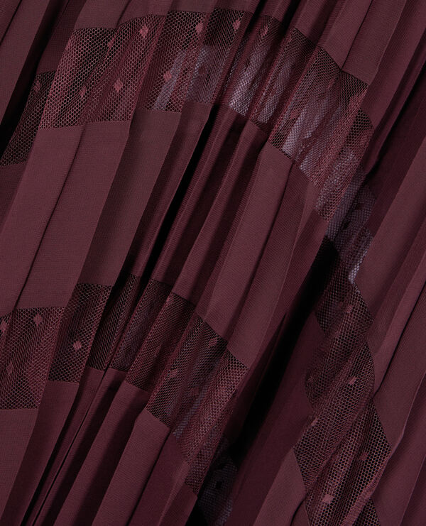 The Kooples WOMEN BURGUNDY long burgundy pleated dress