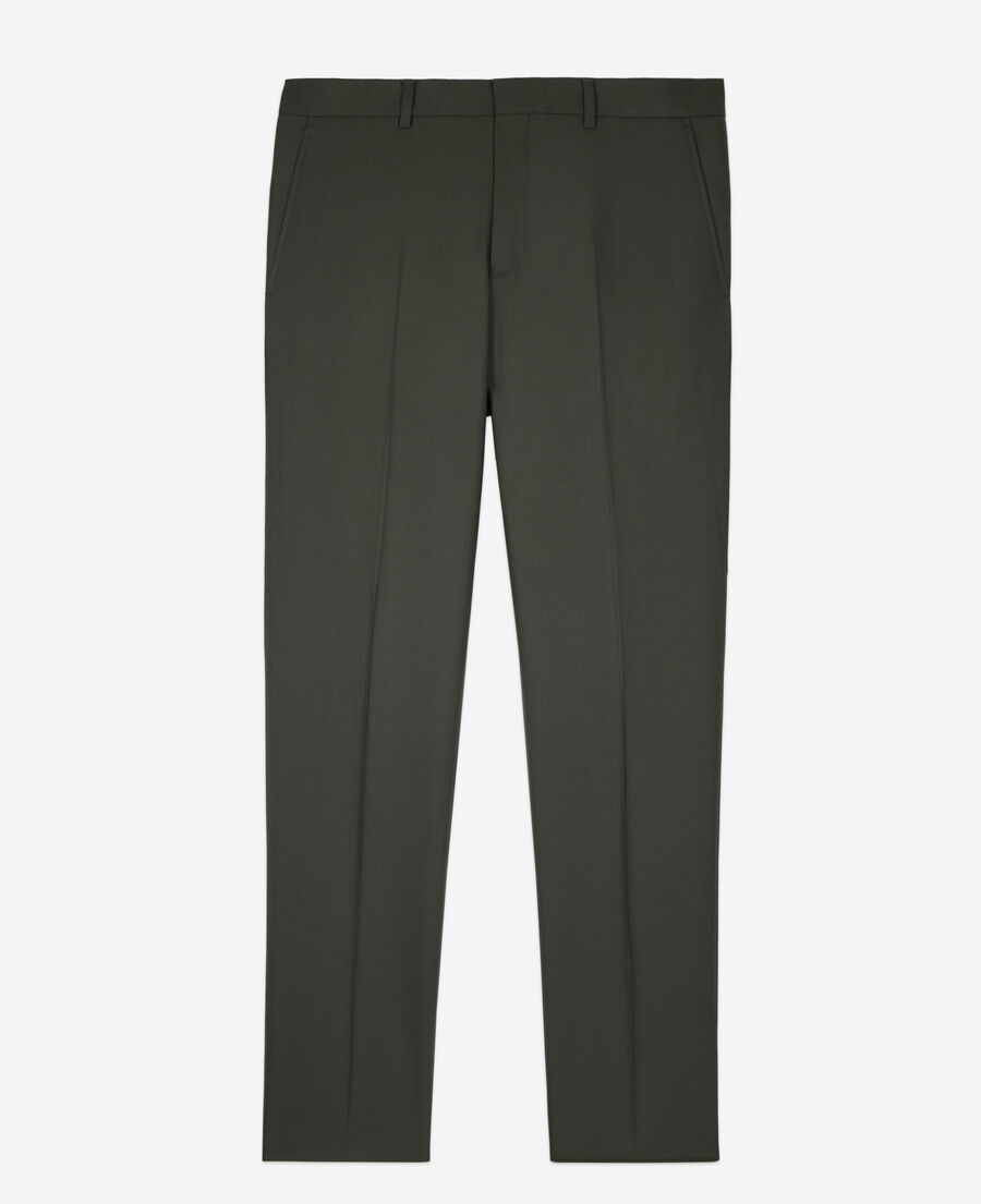 The Kooples MEN KAKI khaki wool suit trousers fitted trousers