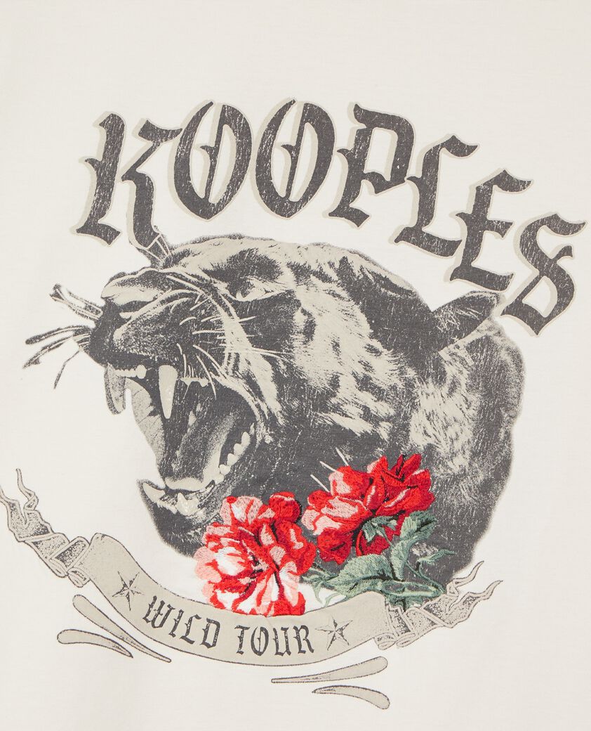 The Kooples WOMEN LIGHT BEIGE t-shirt with ecru screen print