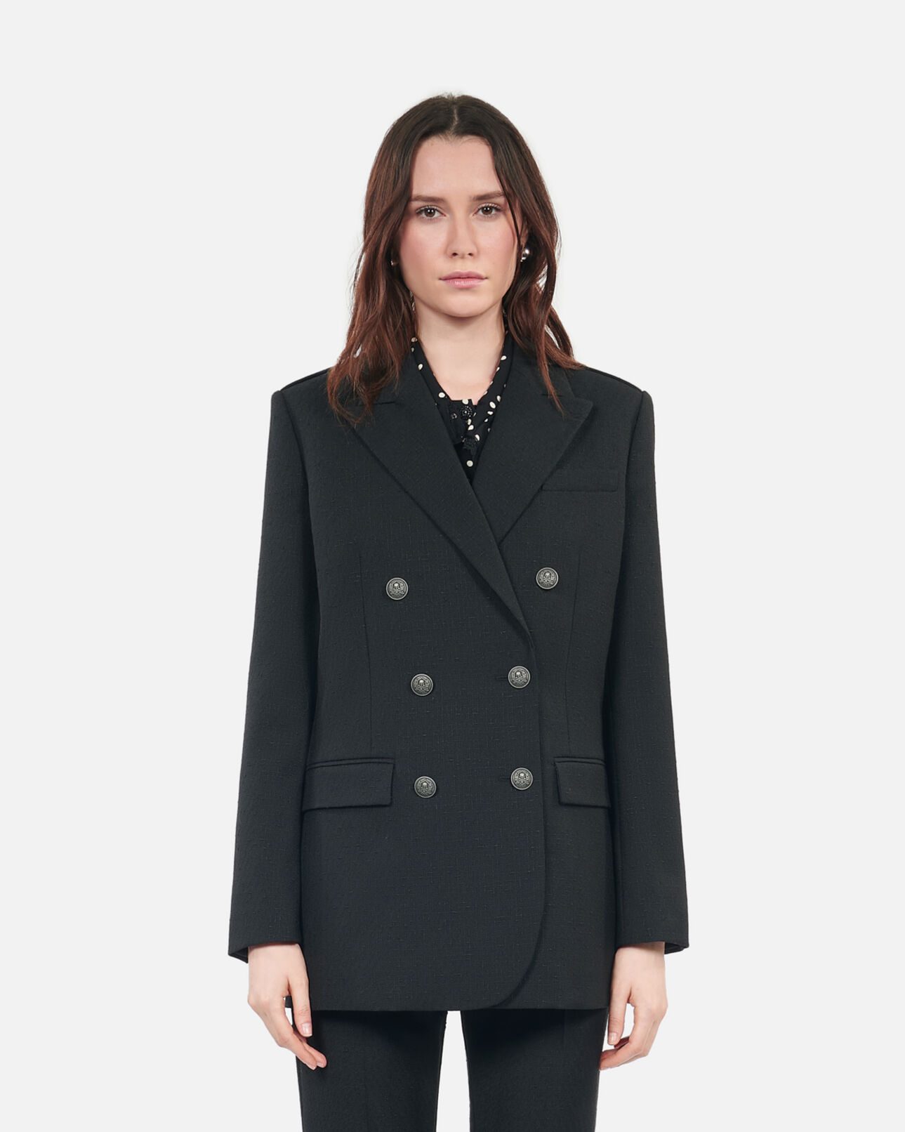 The Kooples FEMME BLACK veste tailleur en laine mélangée noire
