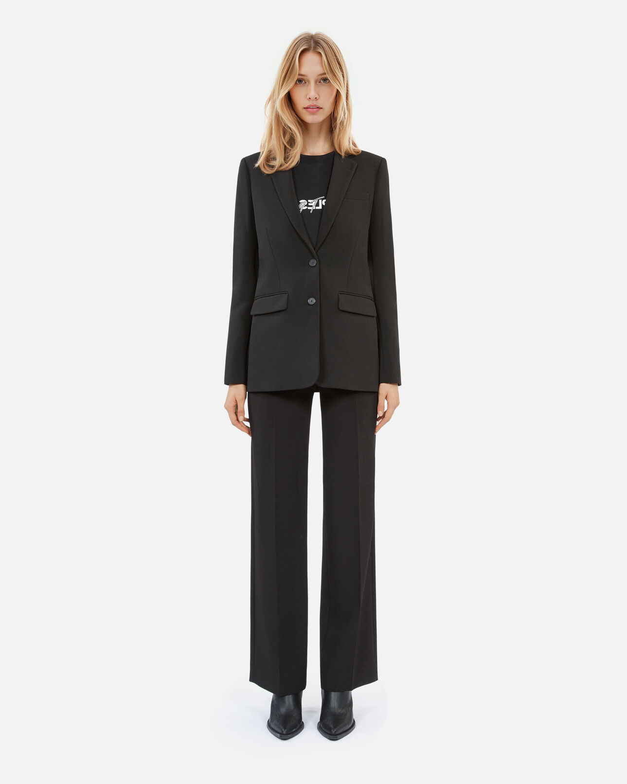 The Kooples WOMEN BLACK black crêpe suit jacket straight cut