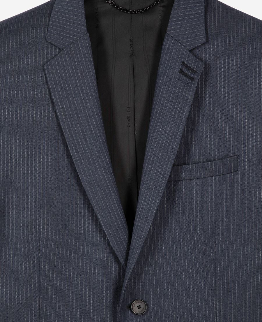 The Kooples HOMME BLUE veste de costume en laine à rayures bleue