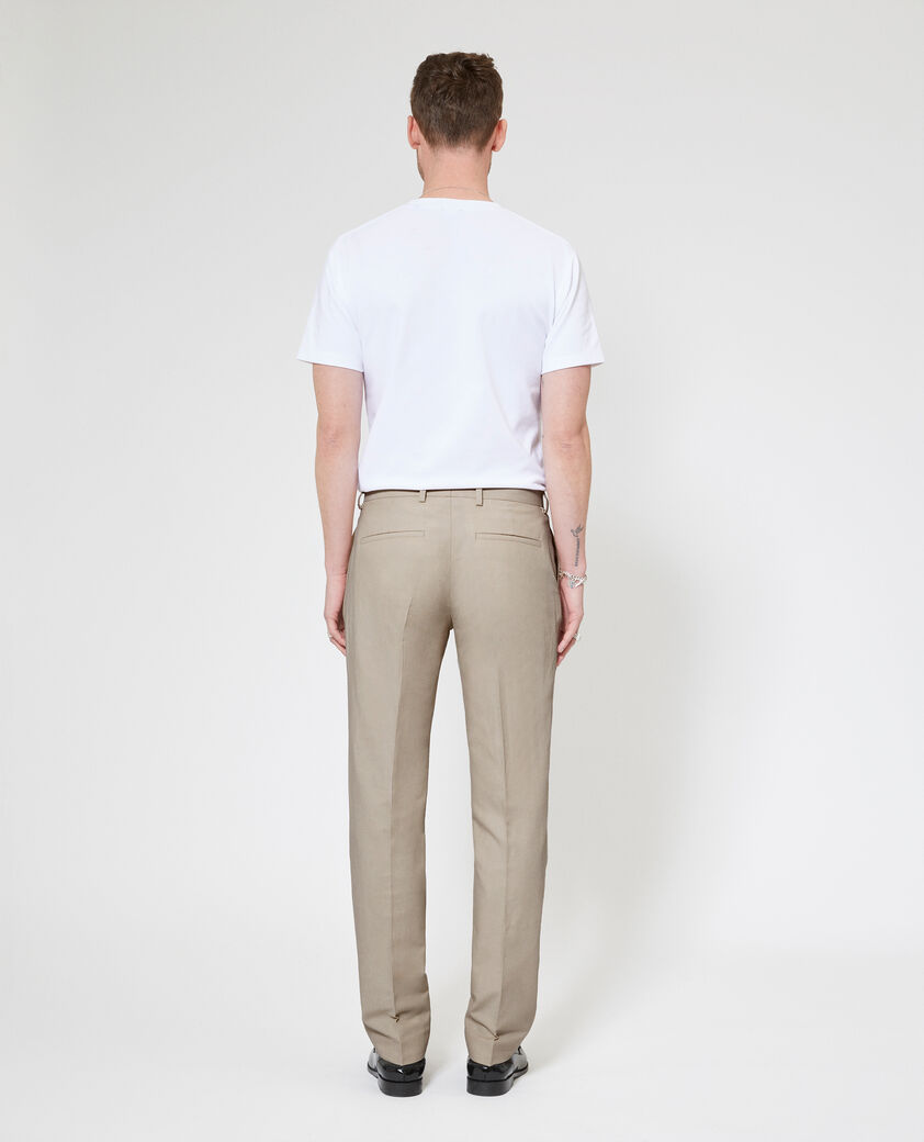 The Kooples HOMME LIGHT BEIGE pantalon de costume en coton lin beige
