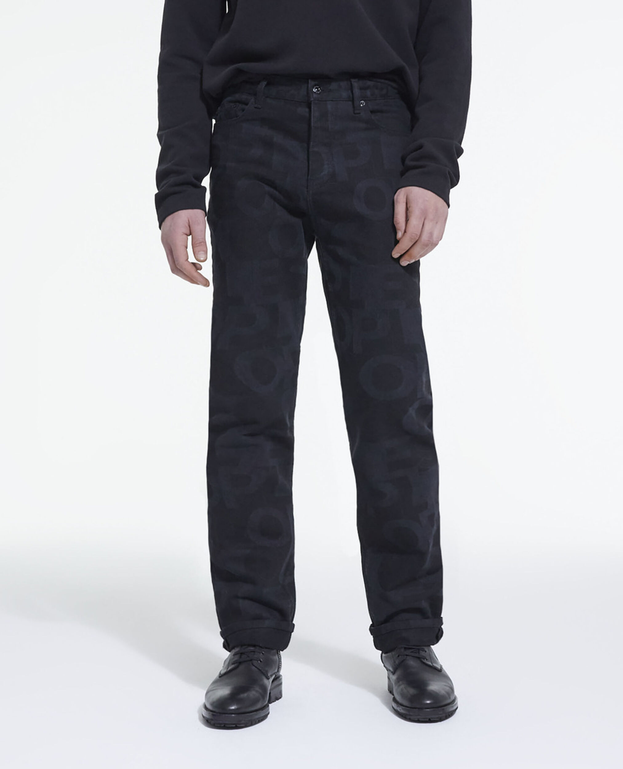 Jeans mit geradem Bein und The Kooples Logo, BLACK WASHED, hi-res image number null