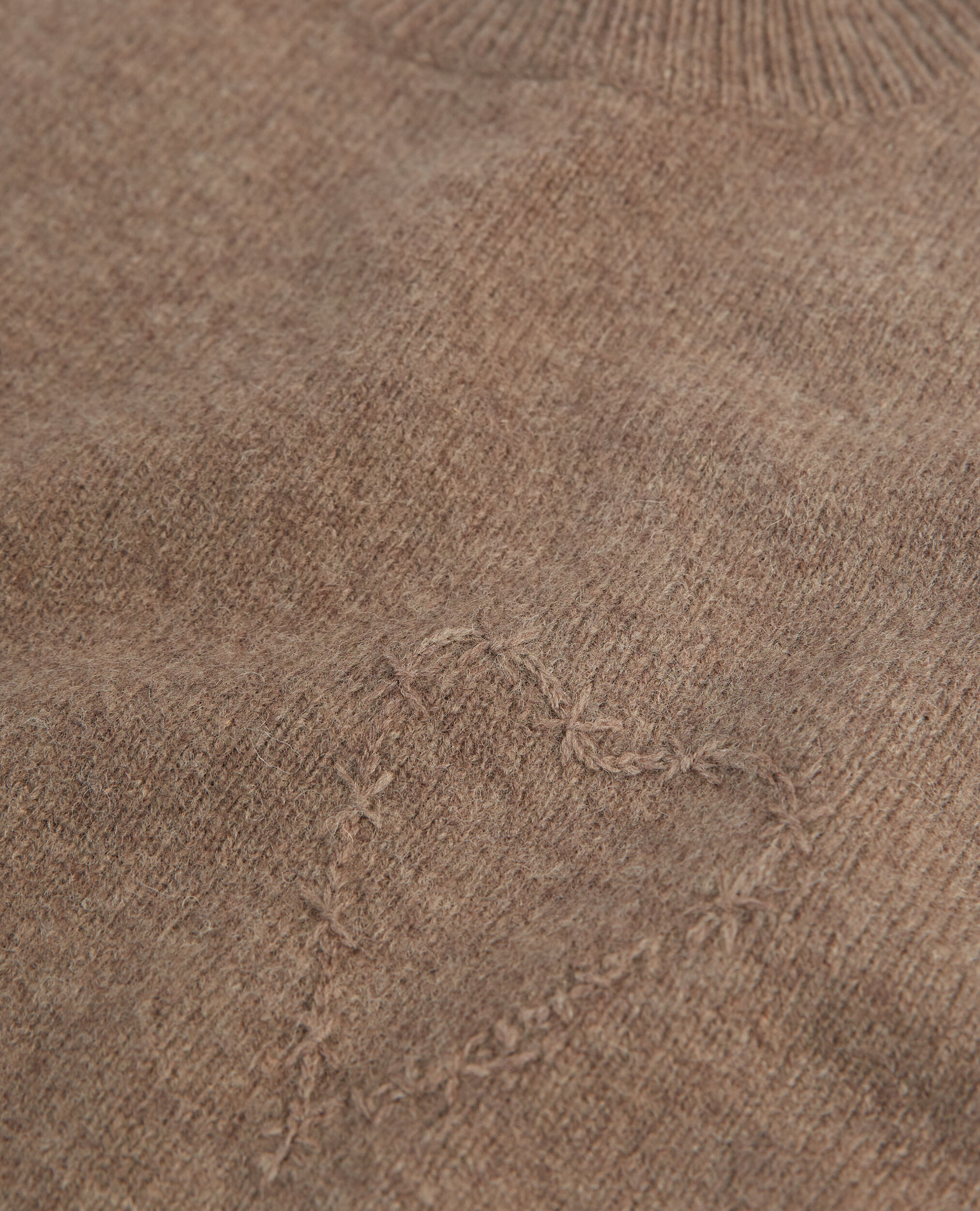 Beige wool sweater with heart embroidery, DARK BEIGE, hi-res image number null