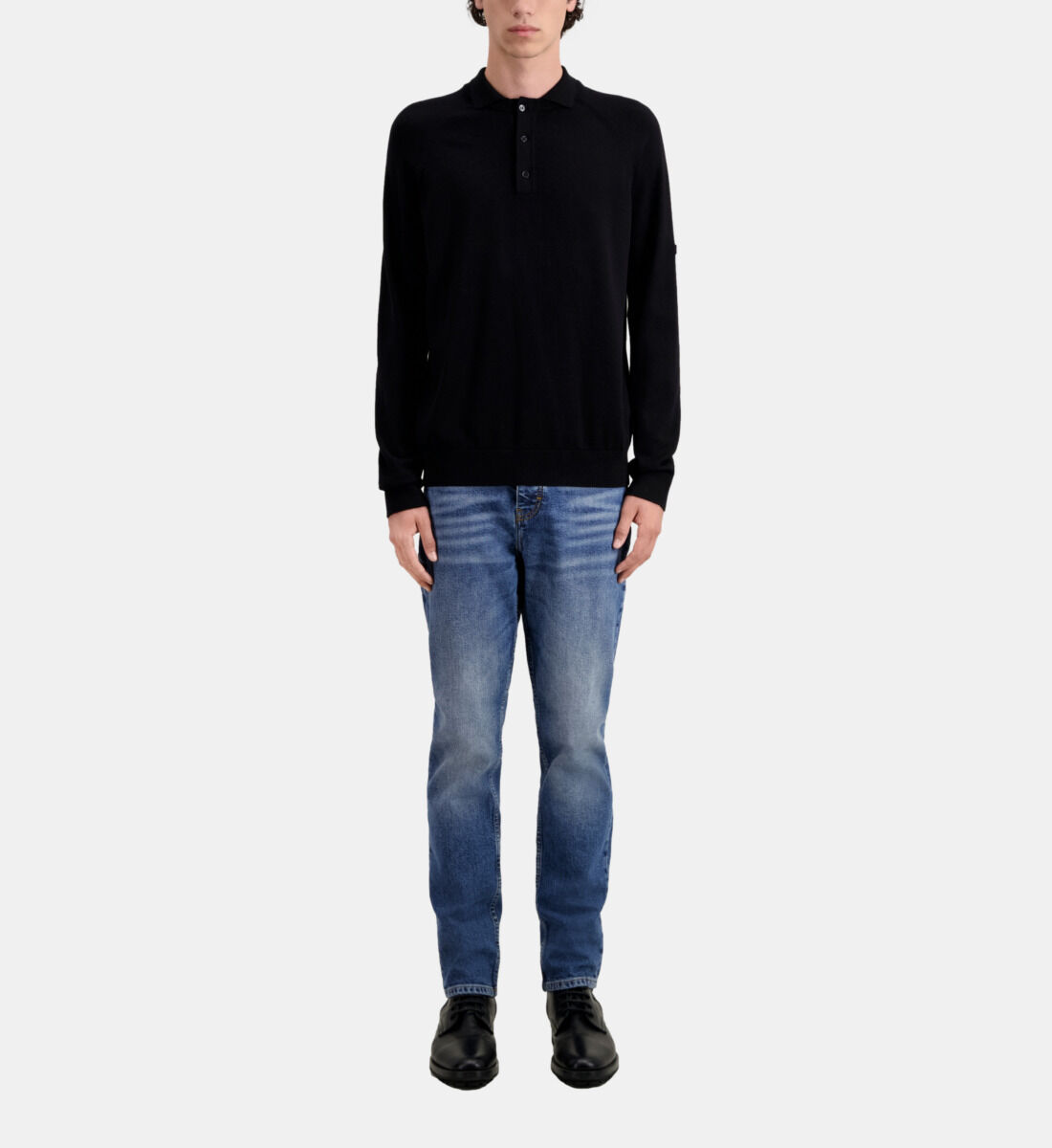 Black knit polo t-shirt | The Kooples