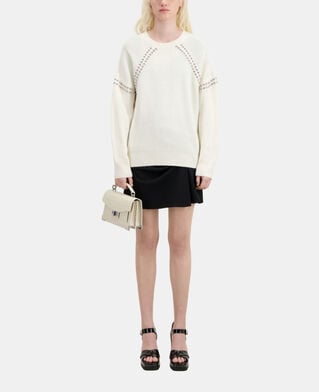 The Kooples WOMEN ECRU ecru ribbed wool and cashmere sweater with studs