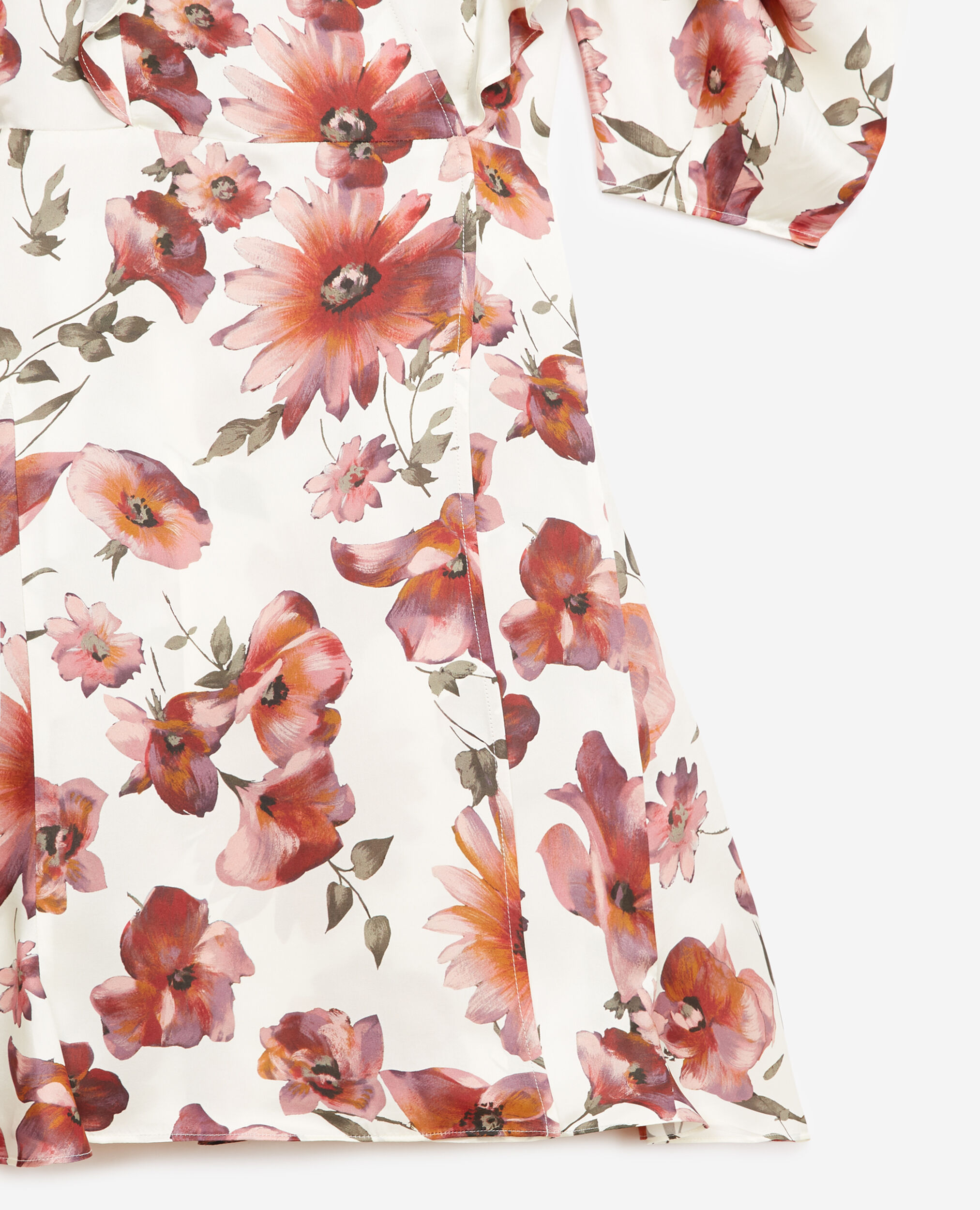 Short wrap dress with floral print, ECRU, hi-res image number null