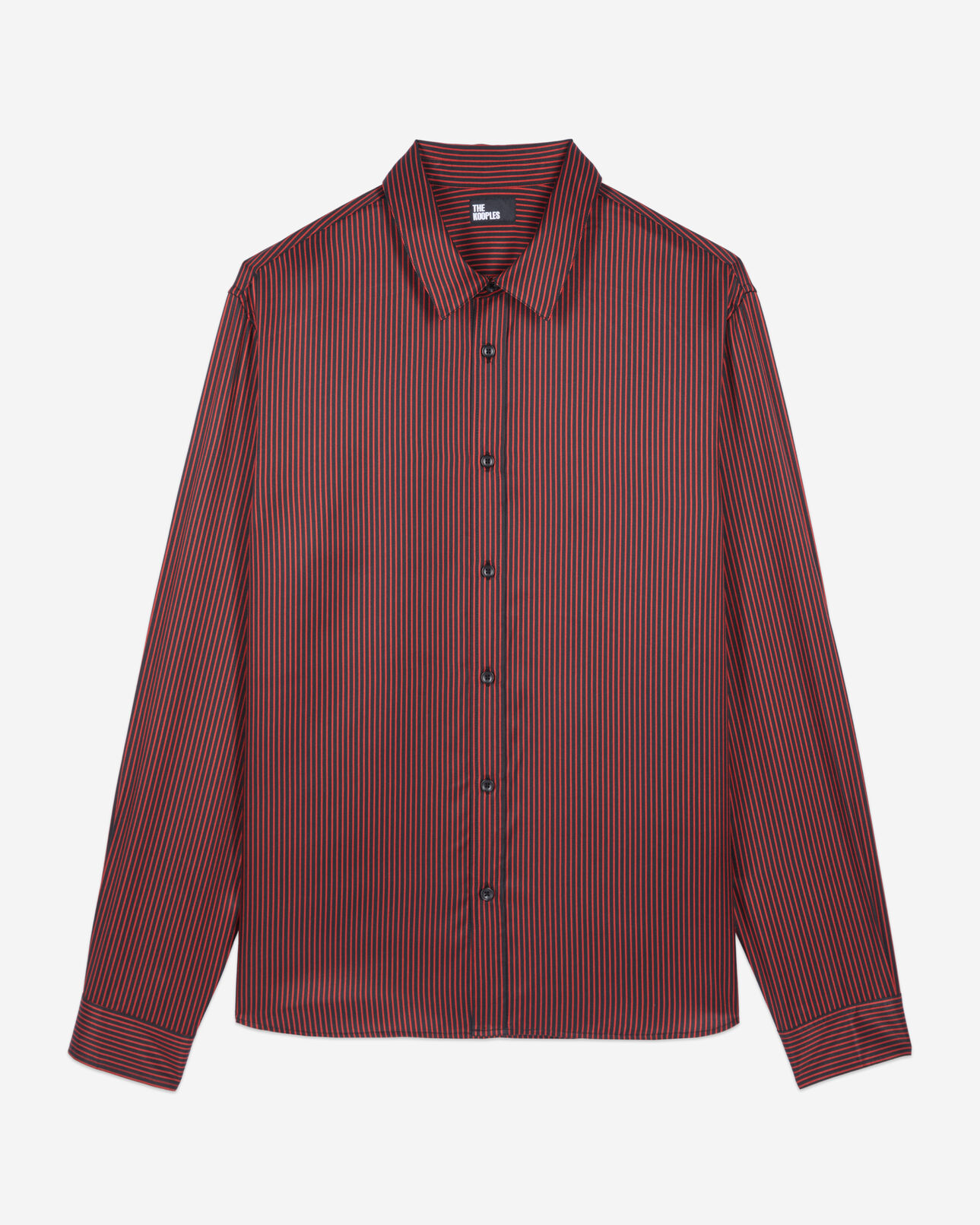 The Kooples HOMME BLACK - RED chemise à rayures noires et rouges