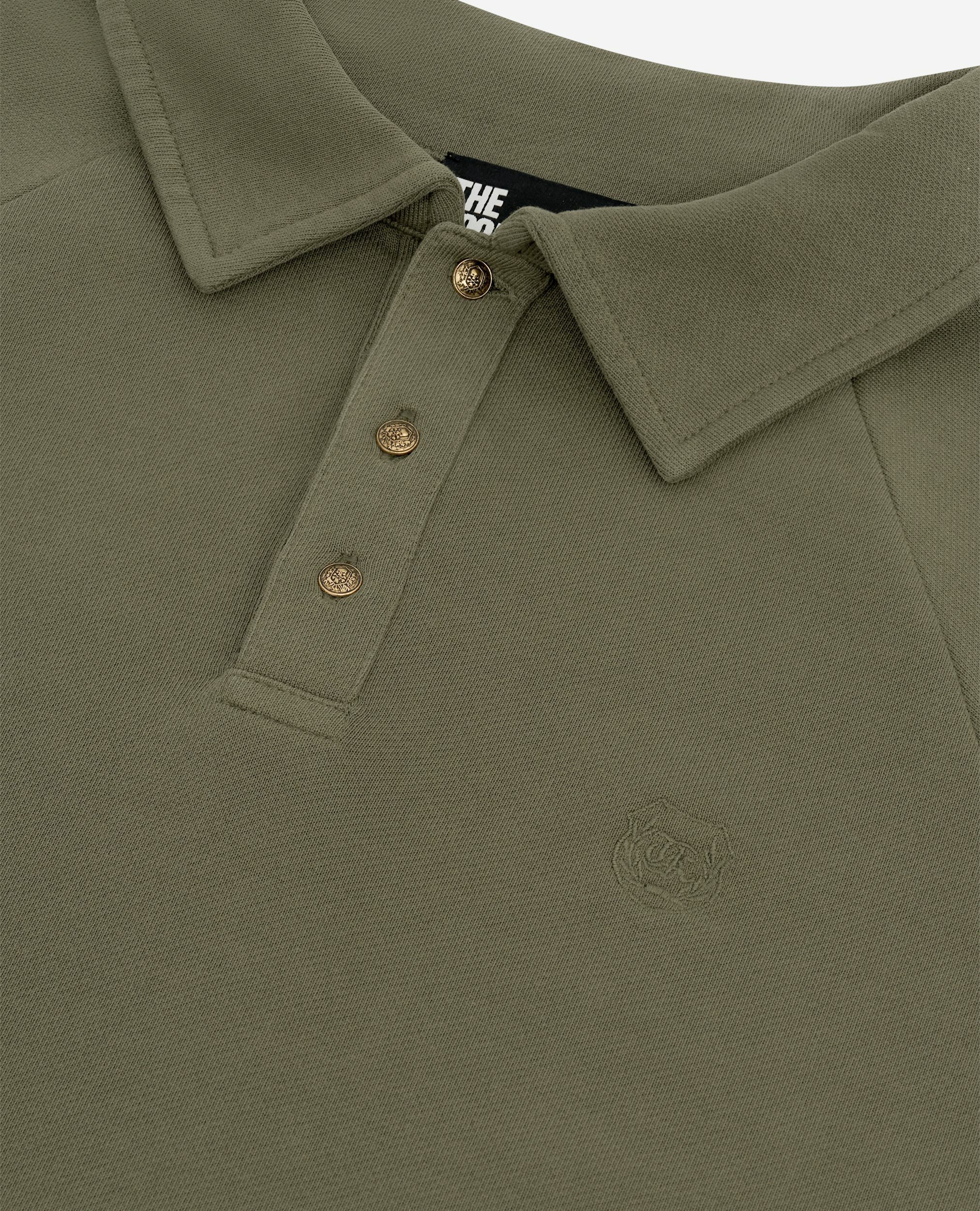Sweatshirt col polo kaki, KAKI, hi-res image number null