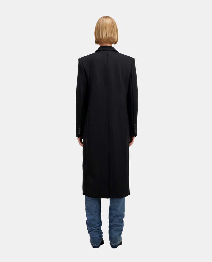 The Kooples WOMEN BLACK long black wool coat