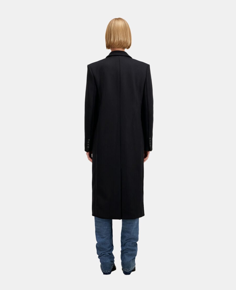 The Kooples WOMEN BLACK long black wool coat