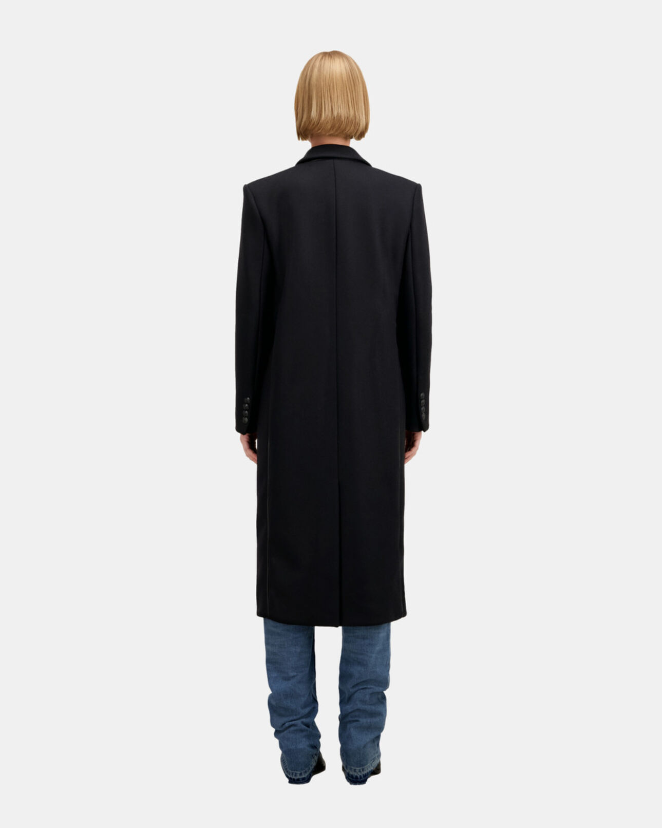 The Kooples FEMME BLACK manteau long noir en laine