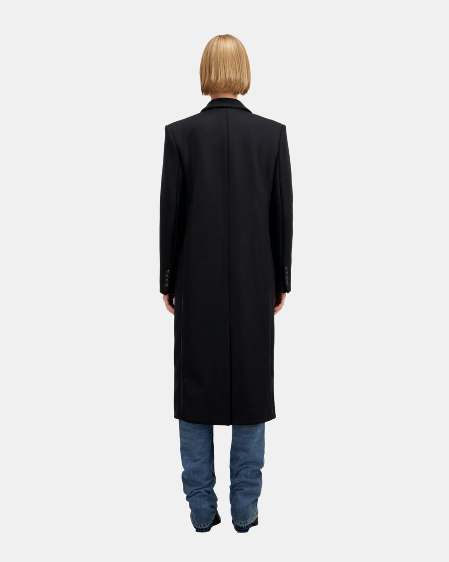 Manteau long noir en laine, BLACK, hi-res image number null