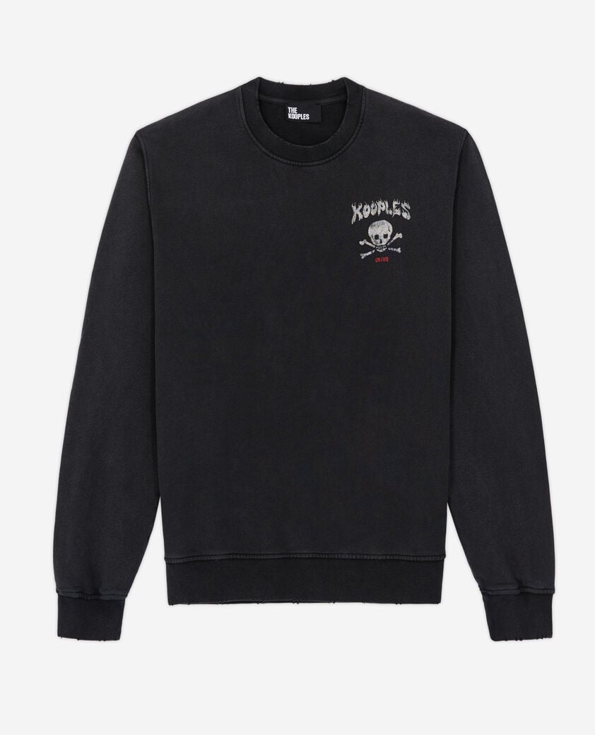 The Kooples H BLACK WASHED black screen print sweatshirt