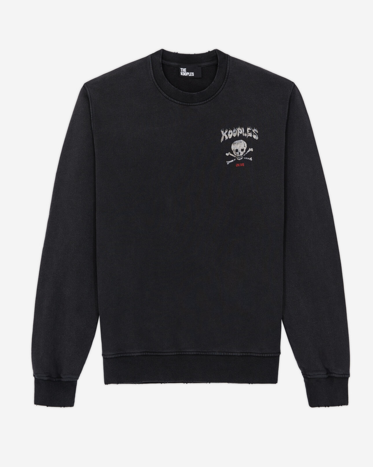 The Kooples HOMBRE BLACK WASHED sudadera serigrafiada negra