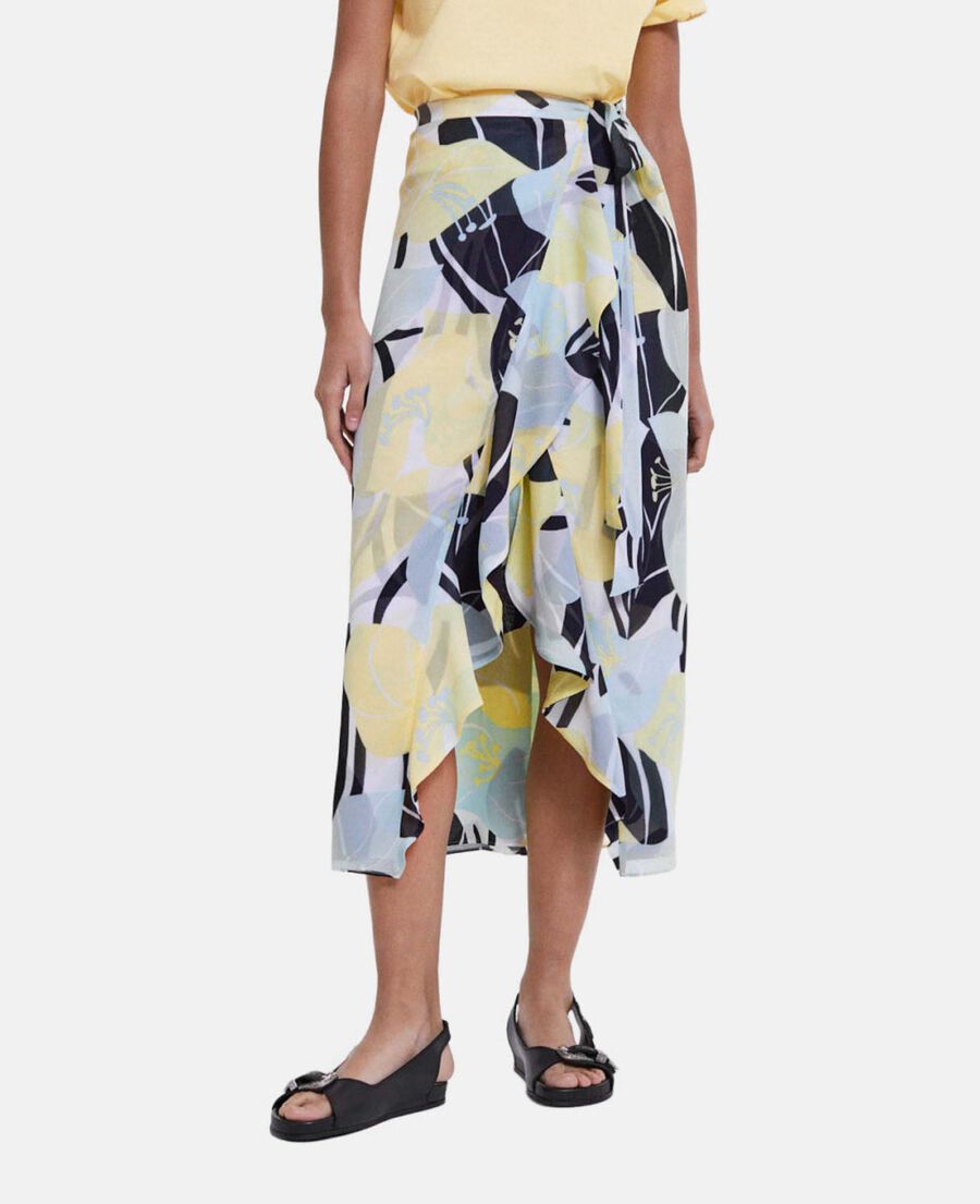 The Kooples F GREEN long green formal skirt with floral motif
