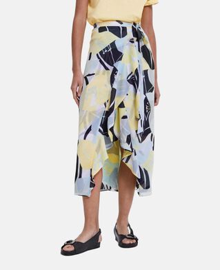 The Kooples F GREEN long green formal skirt with floral motif