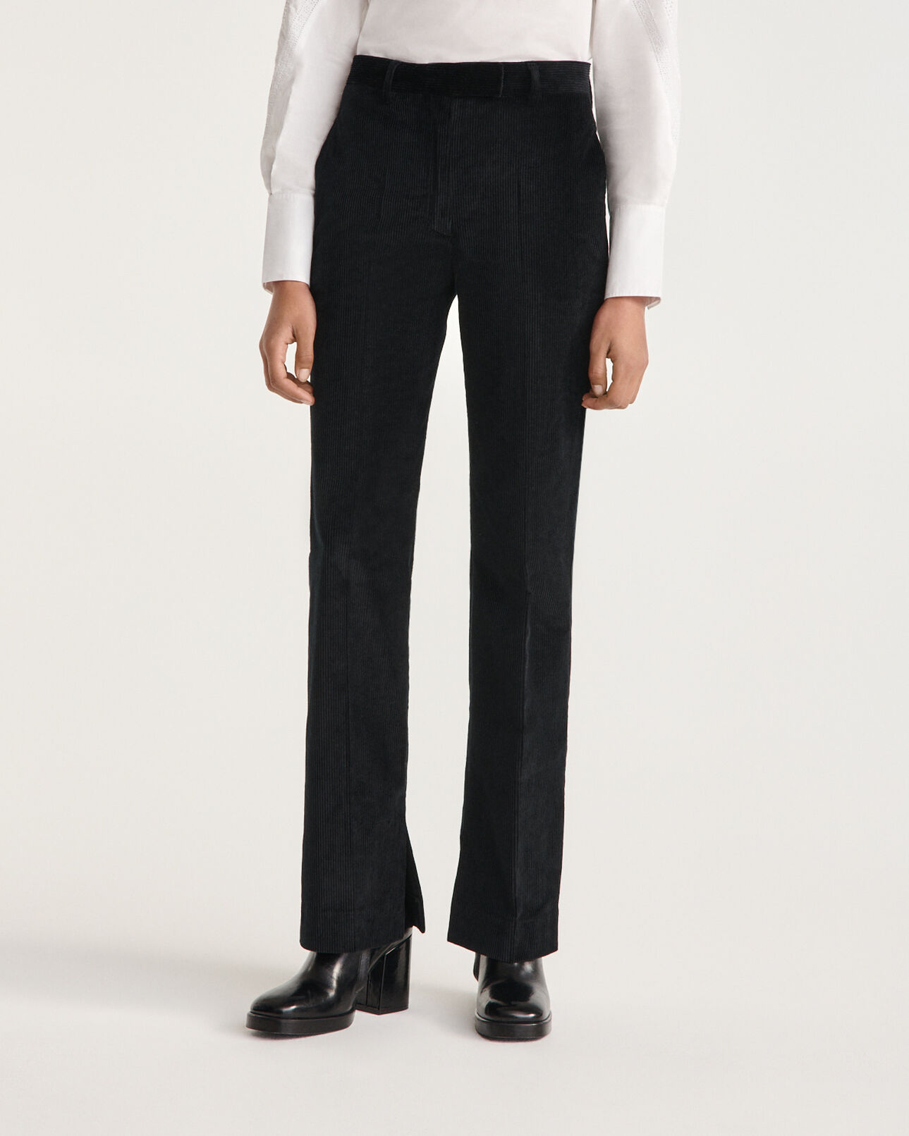 The Kooples WOMEN BLACK loose-fitting black velvet pants