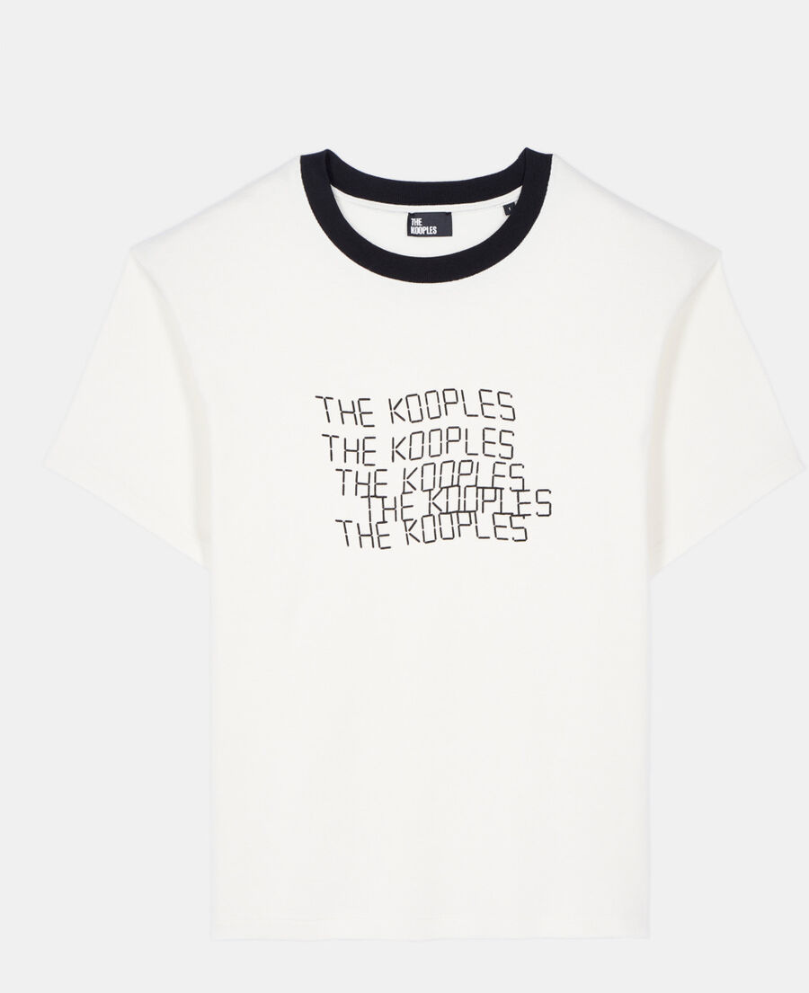 The Kooples DAMEN ECRU ecrufarbenes t-shirt mit tk waves-siebdruck
