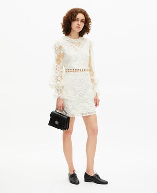 The Kooples F WHITE short dress in ecru lace