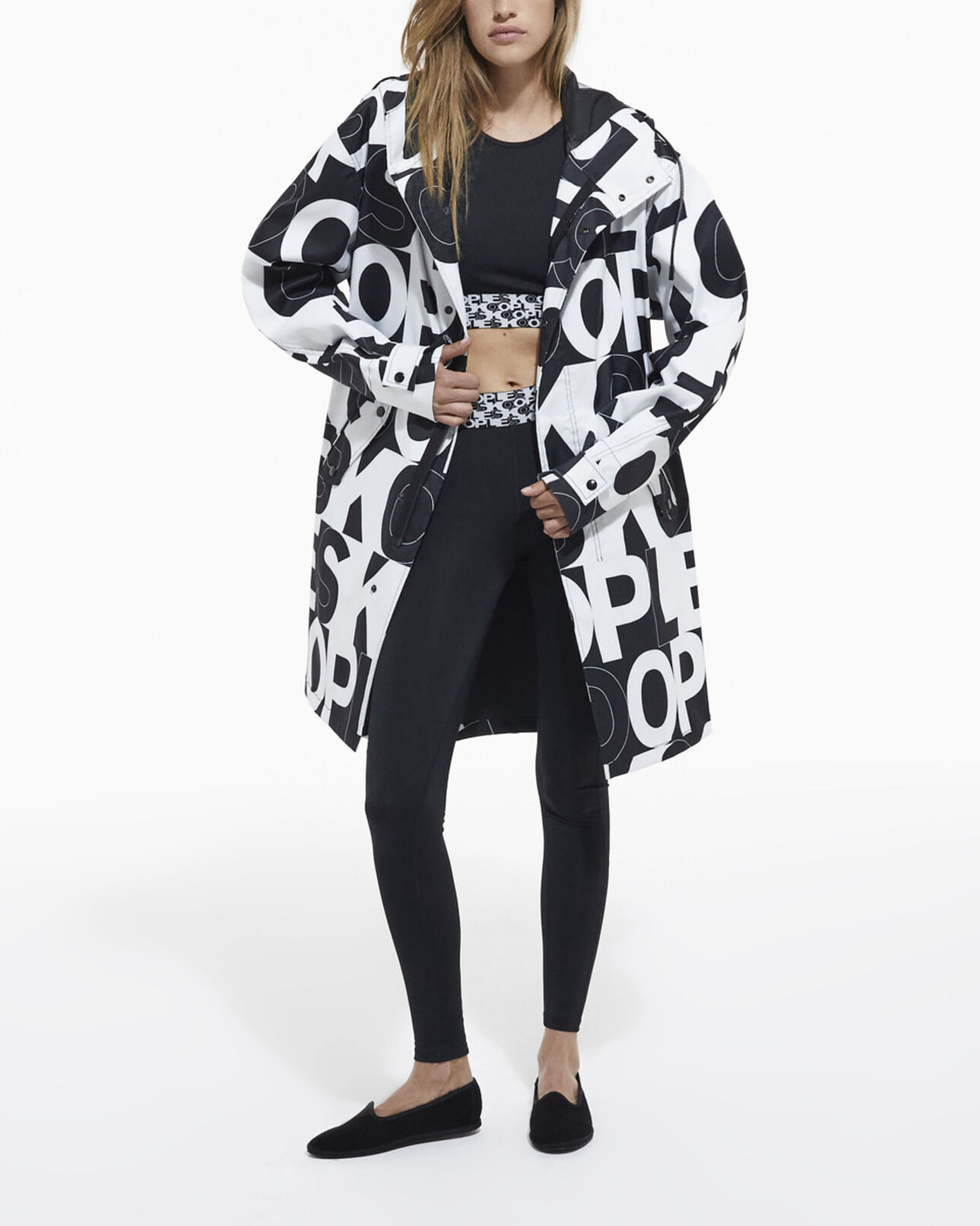 The Kooples MIXTE BLACK / WHITE parka logo the kooples