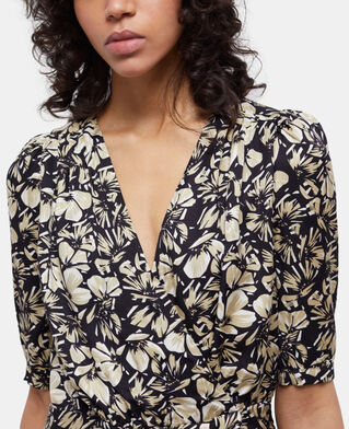 The Kooples DAMEN BLACK BROWN kurzes wickelkleid mit print