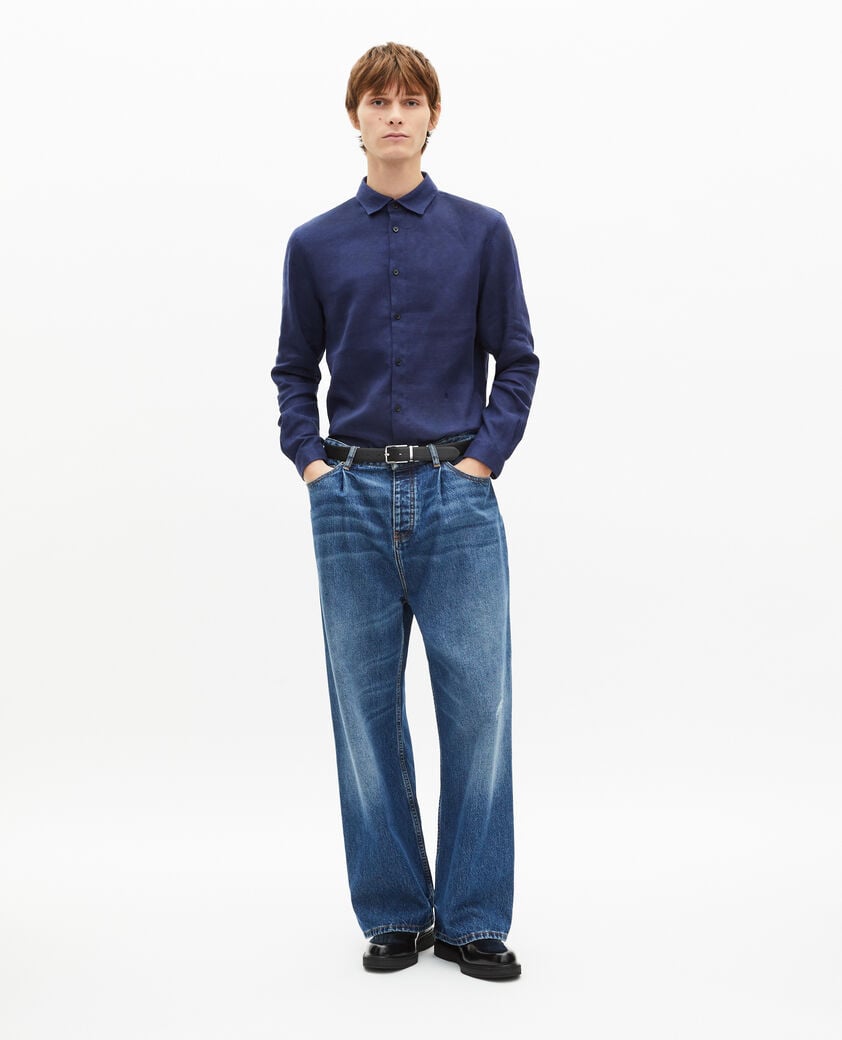 The Kooples MEN NAVY navy linen shirt