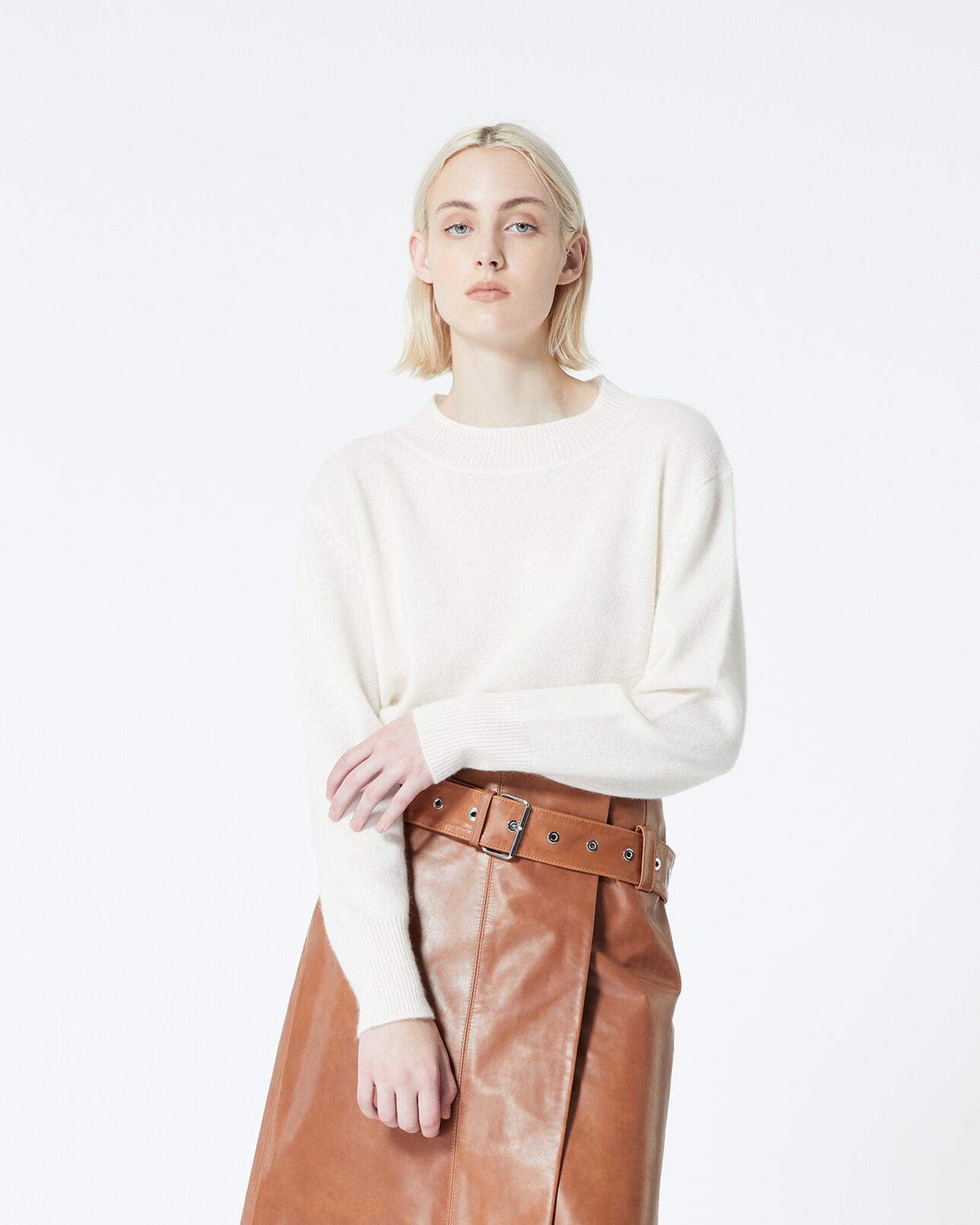 The Kooples FEMME ECRU pull cachemire écru simple